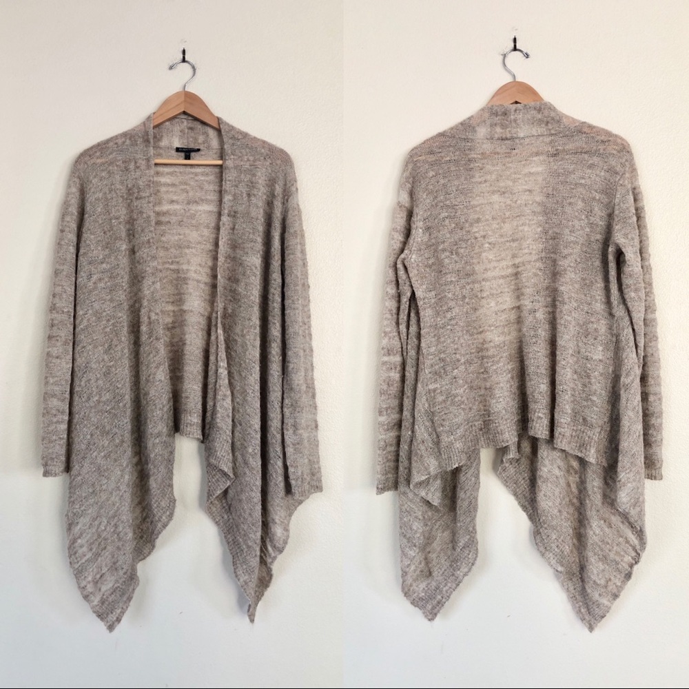 EILEEN FISHER Baby Alpaca Beige Open Drape Cardigan